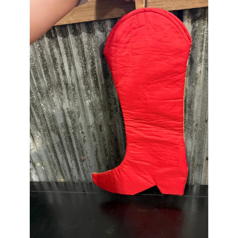 Pioneer‎ Woman Cowboy Boot Christmas Stocking Red Floral Embroidered Western